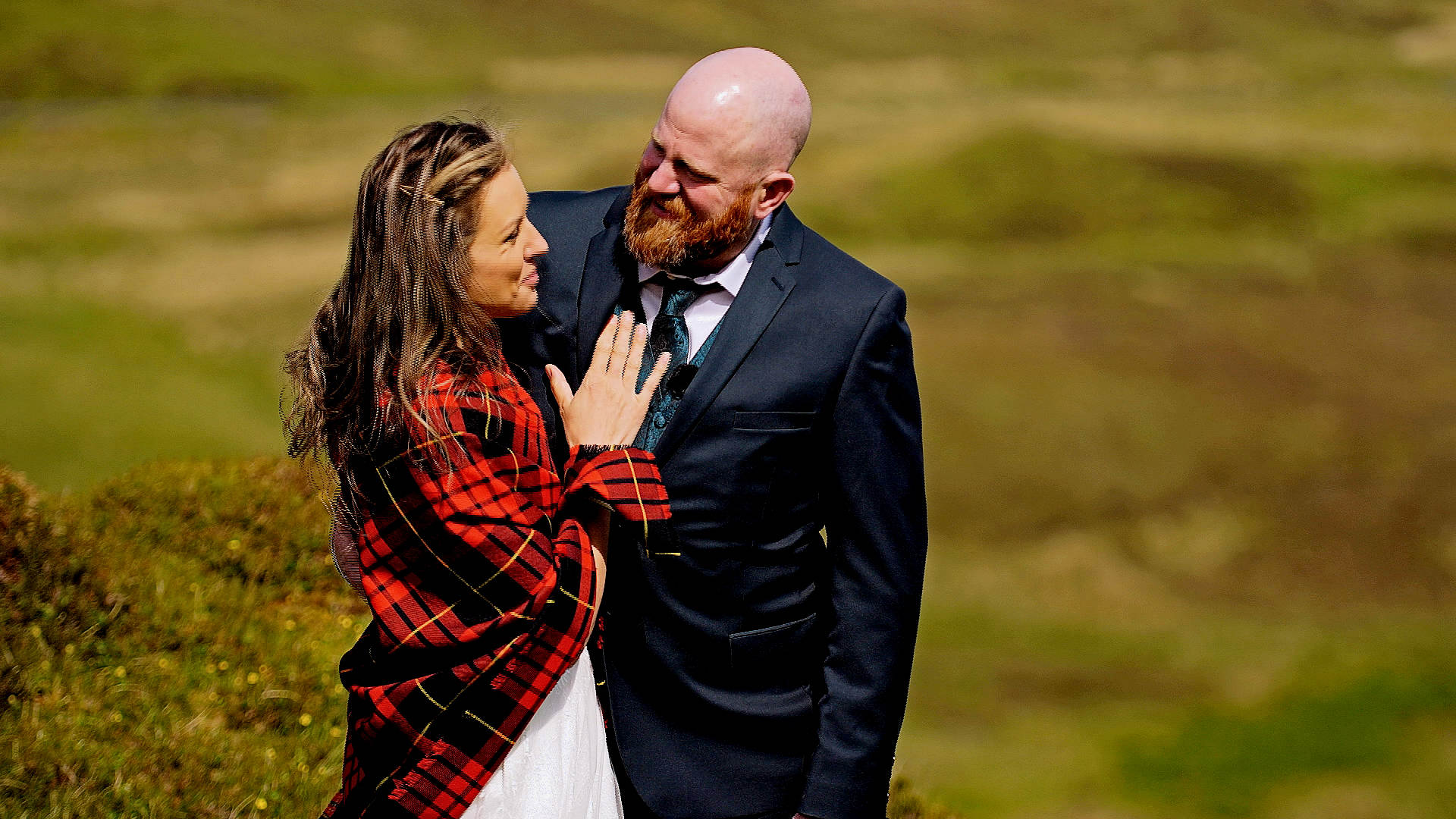 Rachelle and Steve’s epic wind-swept elopement at The Quiraing on the Isle of Skye. Cinematic destination wedding videography in the Scottish Highlands.